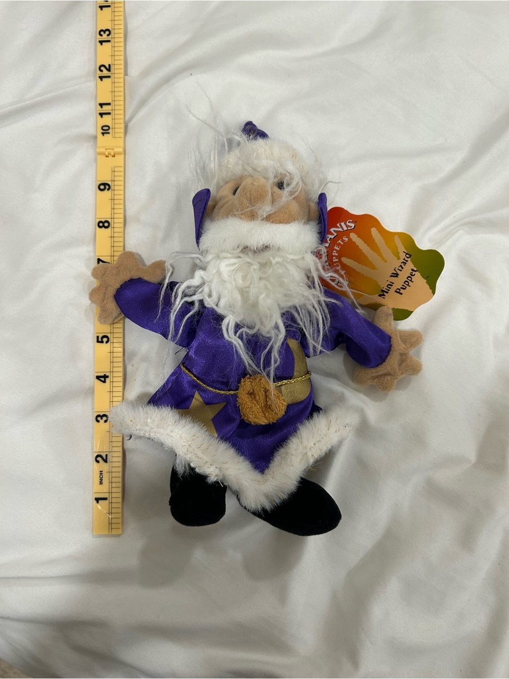 Vintage Folkmanis Mini Wizard Puppet Plush Purple Fantasy Toy NWT
